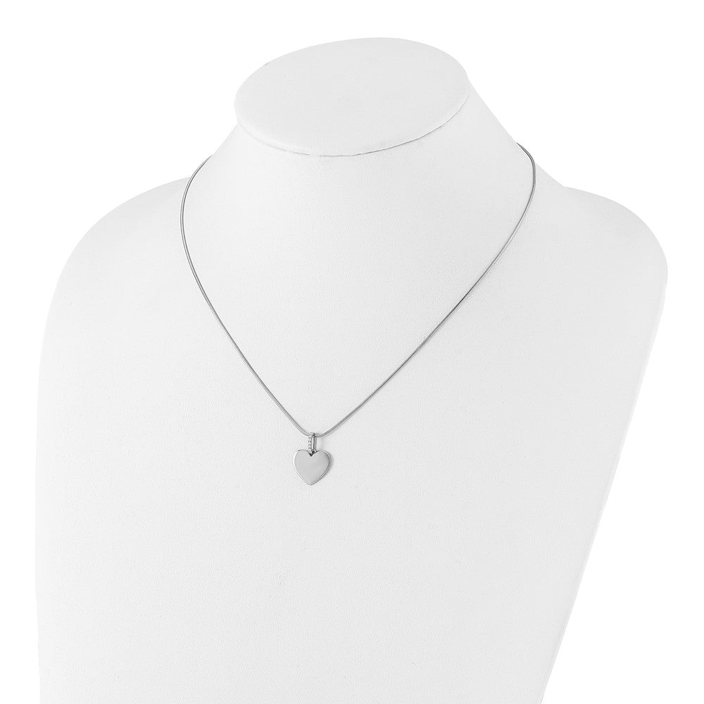 DSS Sterling Silver Rhodium-plated 18 Inch Diamond Heart Necklace with 2 Inch Extender