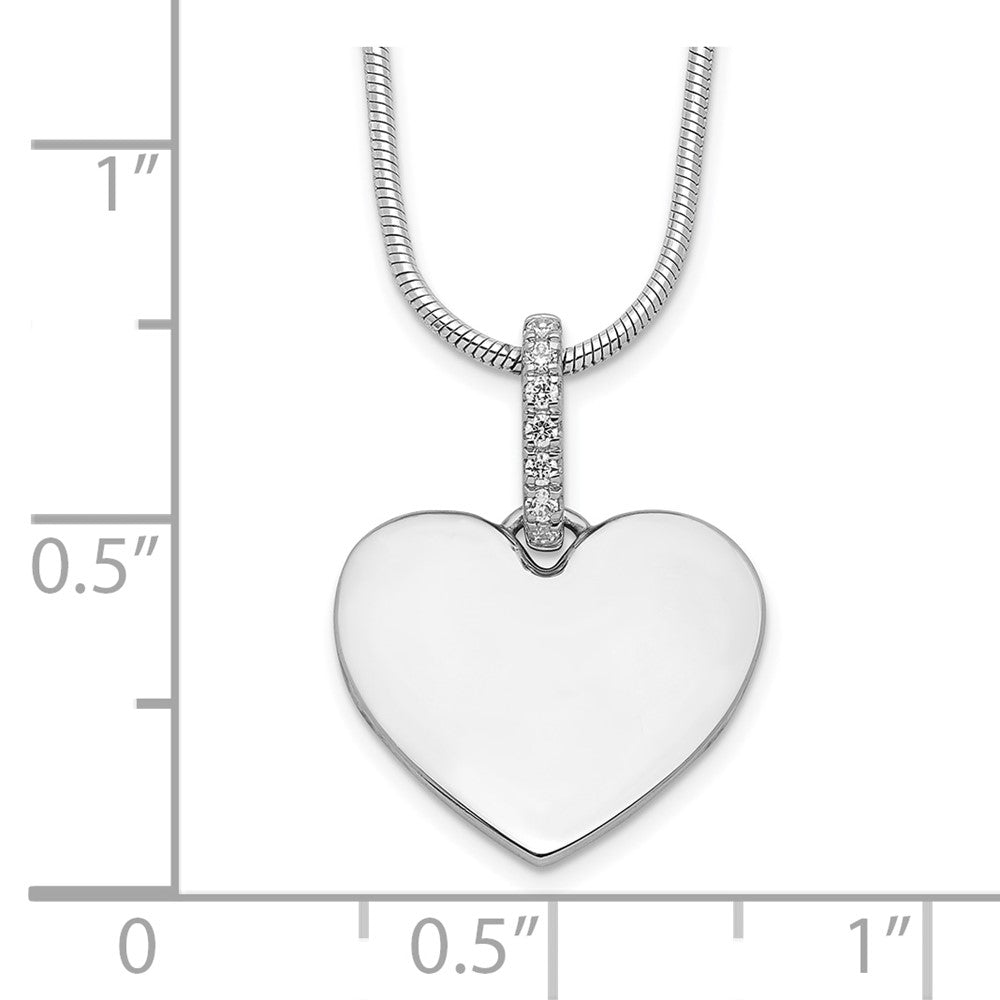 DSS Sterling Silver Rhodium-plated 18 Inch Diamond Heart Necklace with 2 Inch Extender