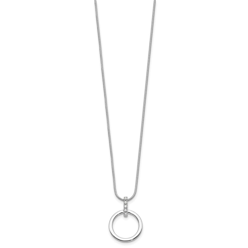 DSS Sterling Silver Rhodium-plated Diamond Open Circle 18inch Necklace plus 2 inch Extender