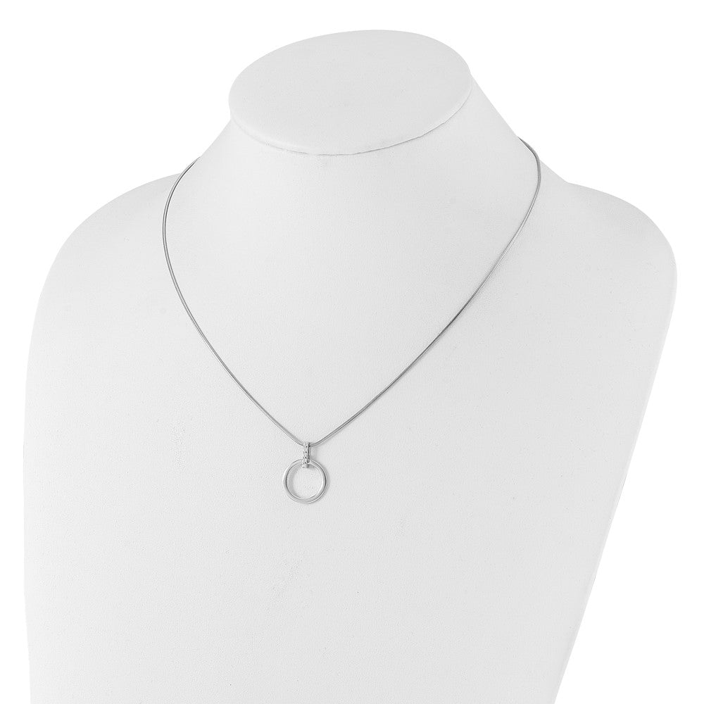 DSS Sterling Silver Rhodium-plated Diamond Open Circle 18inch Necklace plus 2 inch Extender