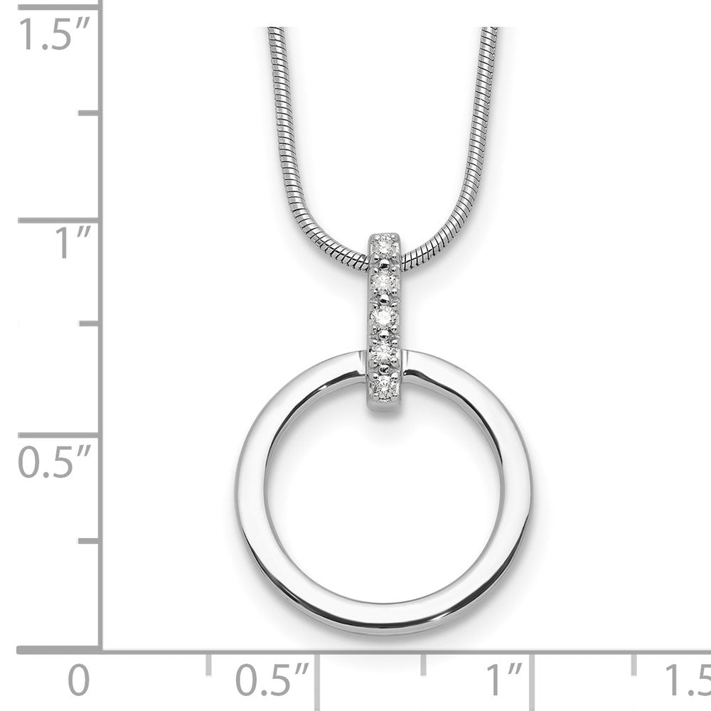 DSS Sterling Silver Rhodium-plated Diamond Open Circle 18inch Necklace plus 2 inch Extender
