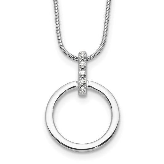 DSS Sterling Silver Rhodium-plated Diamond Open Circle 18inch Necklace plus 2 inch Extender