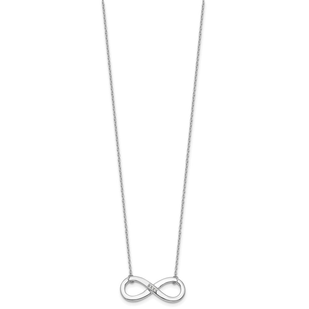 DSS Sterling Silver Rhodium-plated 18 inch Diamond Infinity Necklace