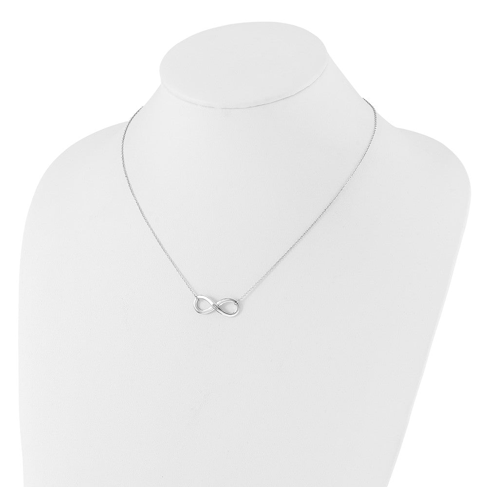 DSS Sterling Silver Rhodium-plated 18 inch Diamond Infinity Necklace