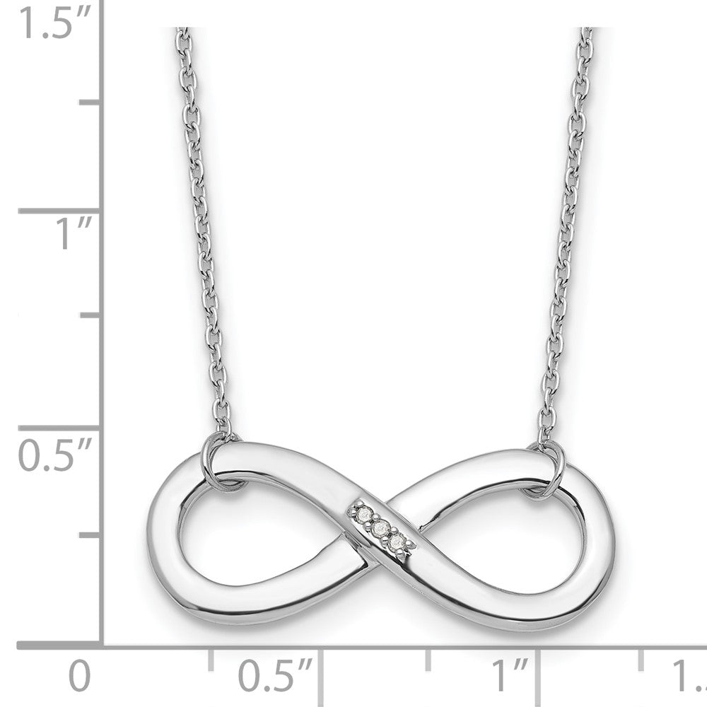 DSS Sterling Silver Rhodium-plated 18 inch Diamond Infinity Necklace