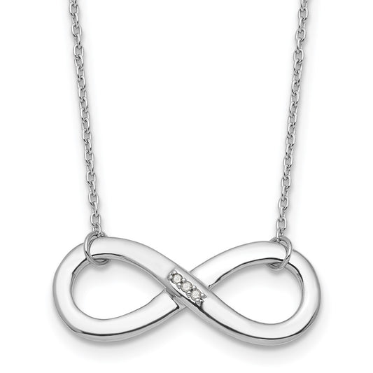 DSS Sterling Silver Rhodium-plated 18 inch Diamond Infinity Necklace