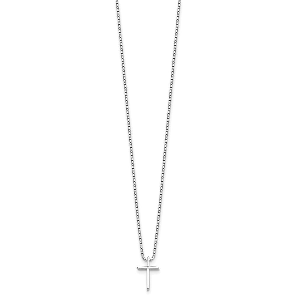 DSS Sterling Silver Rhodium-plated 18 inch Diamond Cross Necklace plus 2 inch Extender