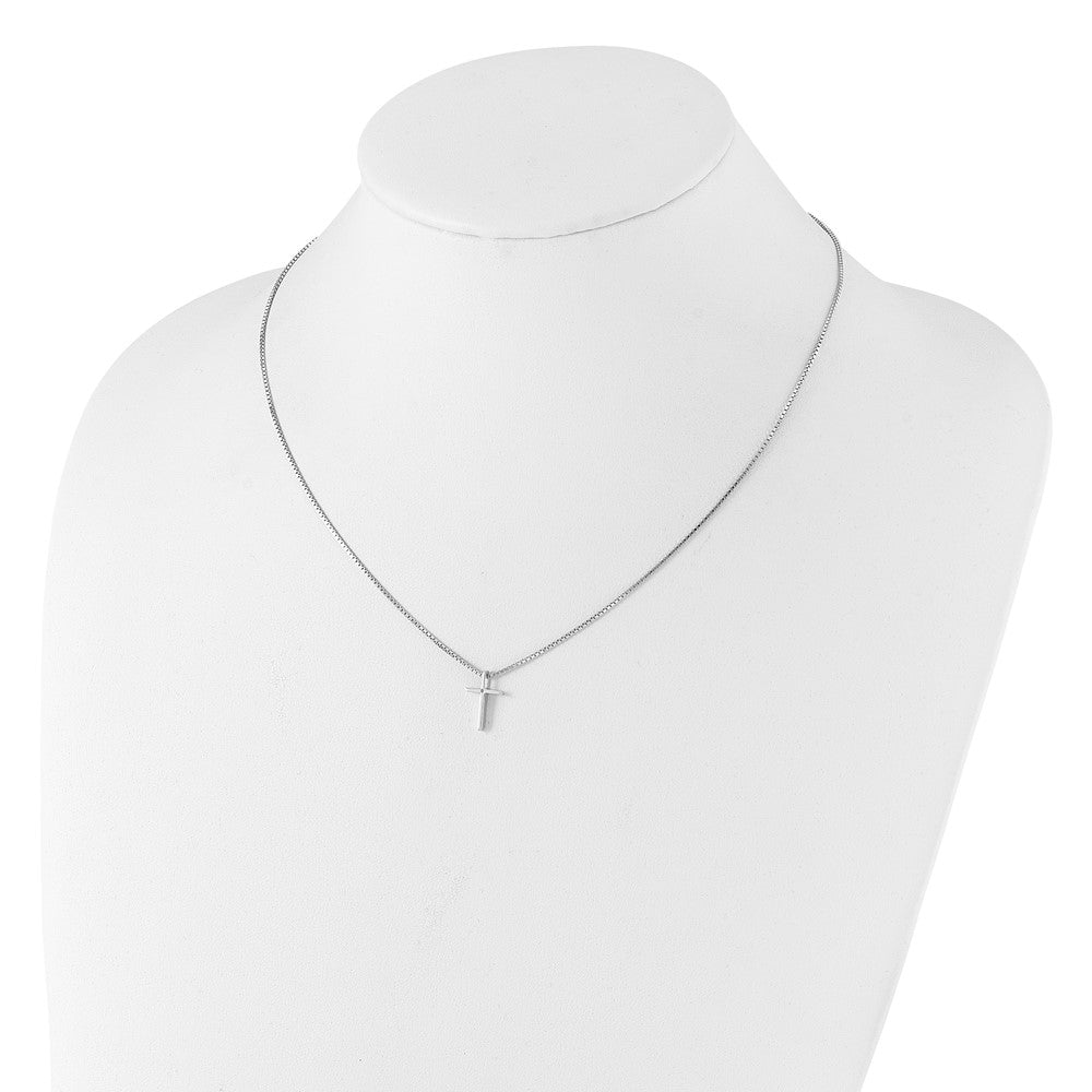 DSS Sterling Silver Rhodium-plated 18 inch Diamond Cross Necklace plus 2 inch Extender