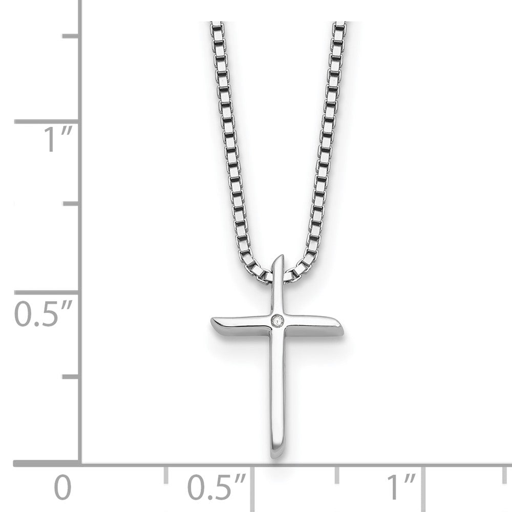 DSS Sterling Silver Rhodium-plated 18 inch Diamond Cross Necklace plus 2 inch Extender