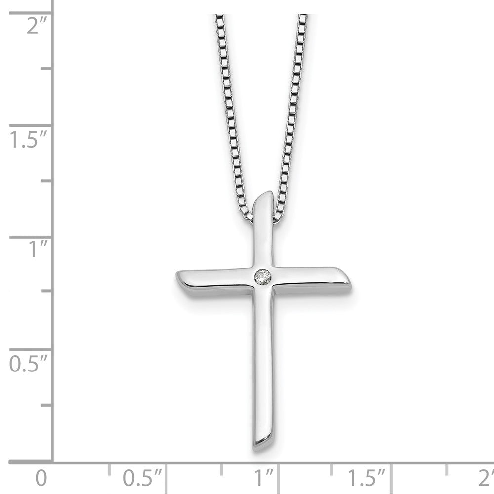 DSS Sterling Silver Rhodium-plated 18 inch Diamond Cross Necklace plus 2 inch Extender