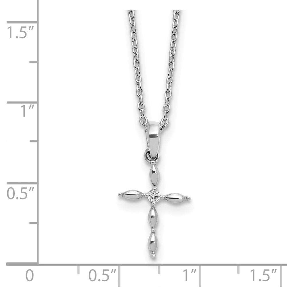 DSS Sterling Silver Rhodium-plated 18 inch Diamond Cross plus 2 inch Extender