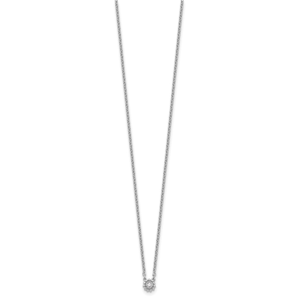 DSS Sterling Silver Rhodium-plated 18 inch Beaded Circle with Diamond Necklace plus 2 inch Extender