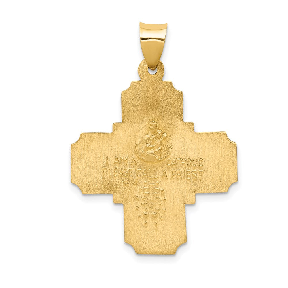 GP 14k Polished and Satin Hollow Four-Way Religious Medal Pendant