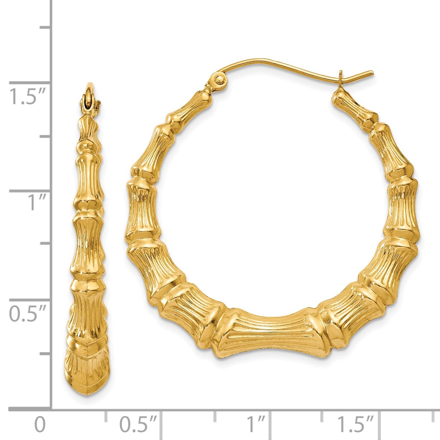 GE 14k Polished Bamboo Hoop Earrings