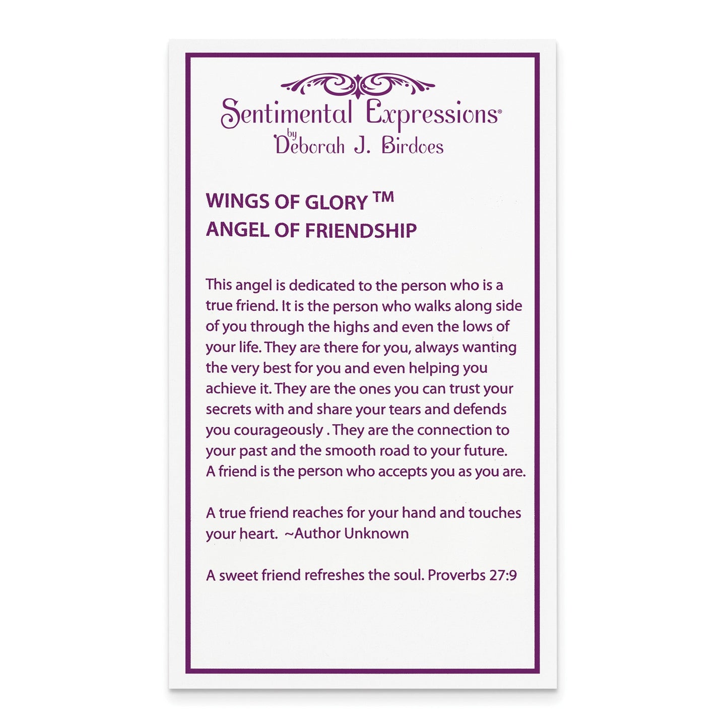 SE Angel of Friendship | Rhodium Plated Sterling Silver | Sentimental Expressions