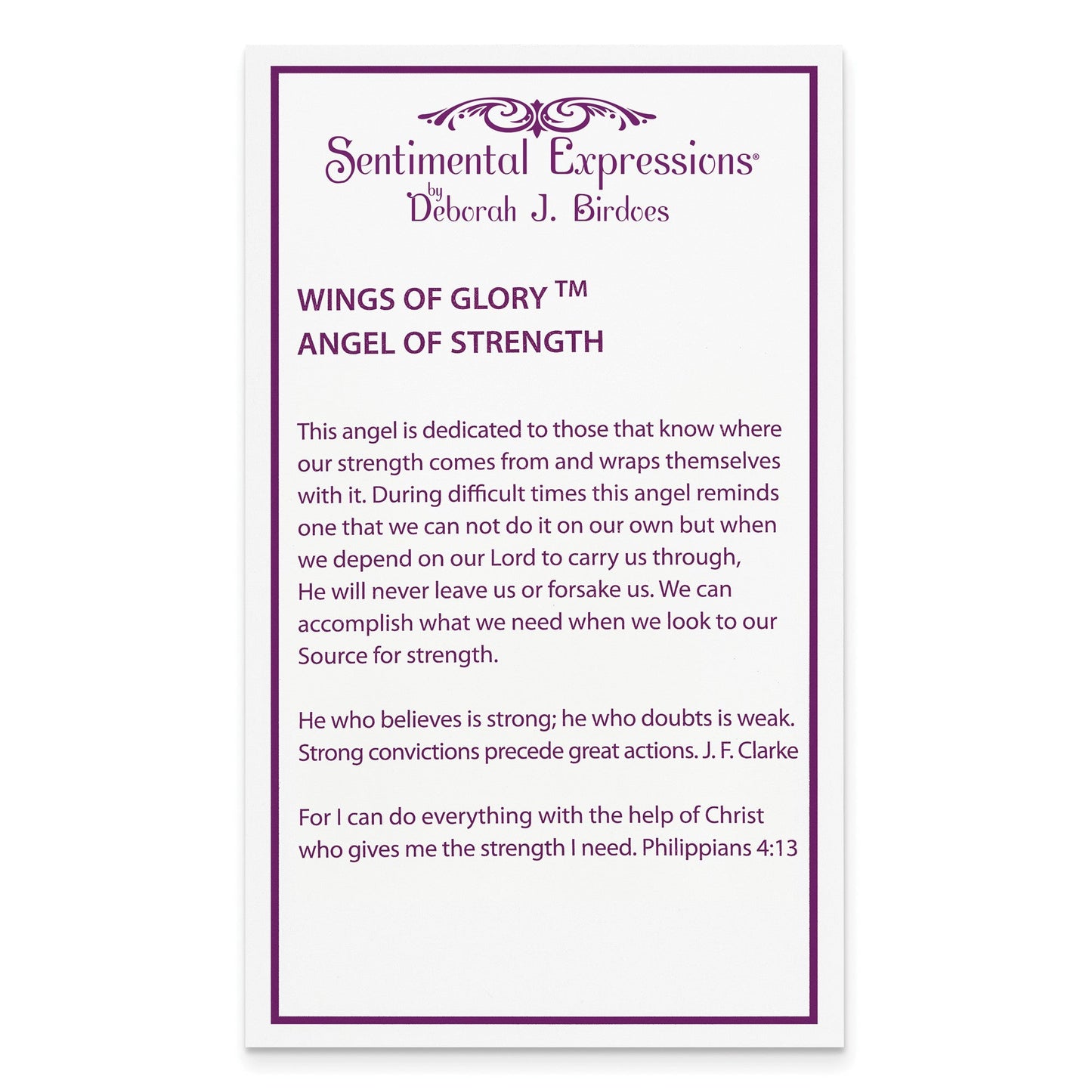 SE Angel of Strength | Rhodium Plated Sterling Silver | Sentimental Expressions