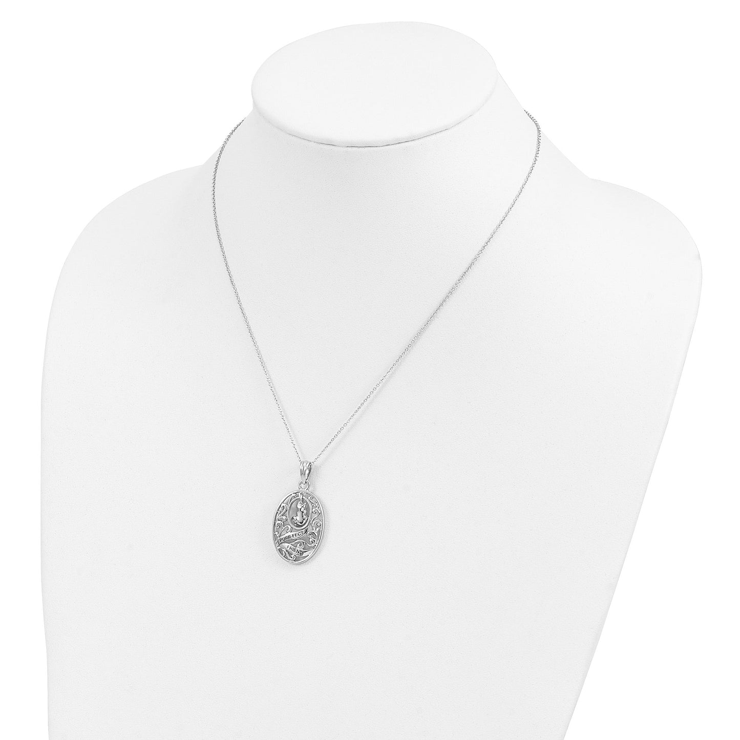 SE Animal Friends-Cat | Rhodium Plated Sterling Silver | Sentimental Expressions