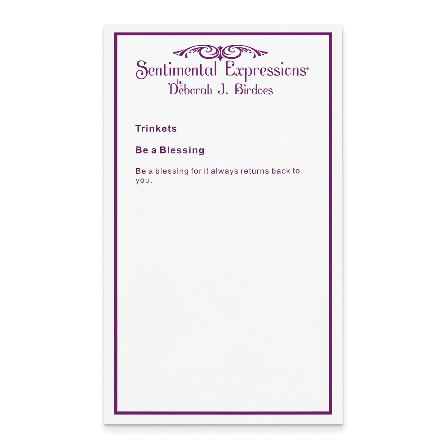 SE Be A Blessing | Rhodium Plated Sterling Silver | Sentimental Expressions