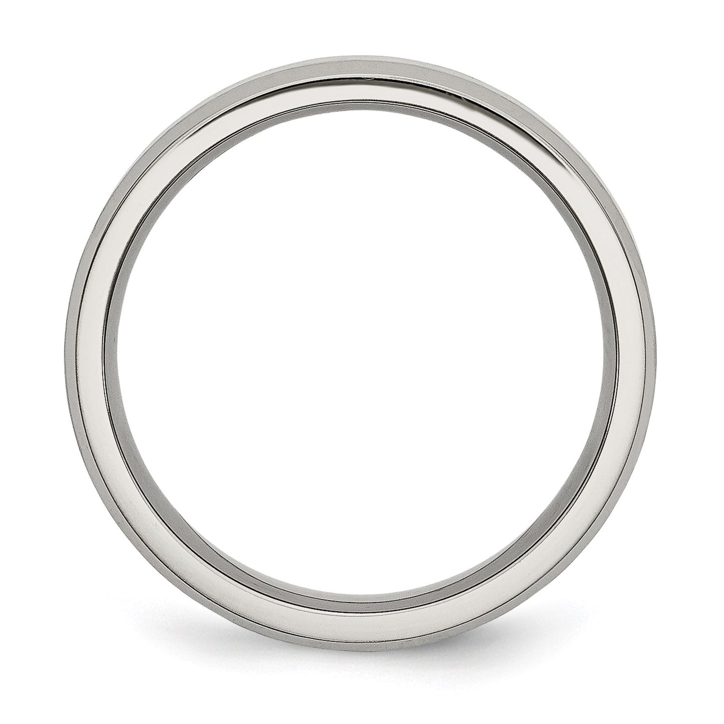 MJ Stainless Steel Brushed and Polished 6mm Flat Beveled Edge Band