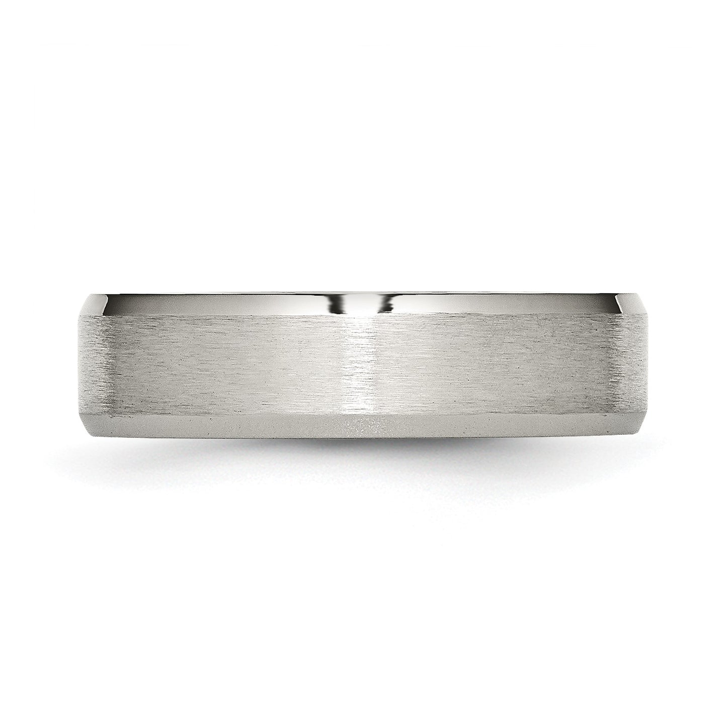 MJ Stainless Steel Brushed and Polished 6mm Flat Beveled Edge Band