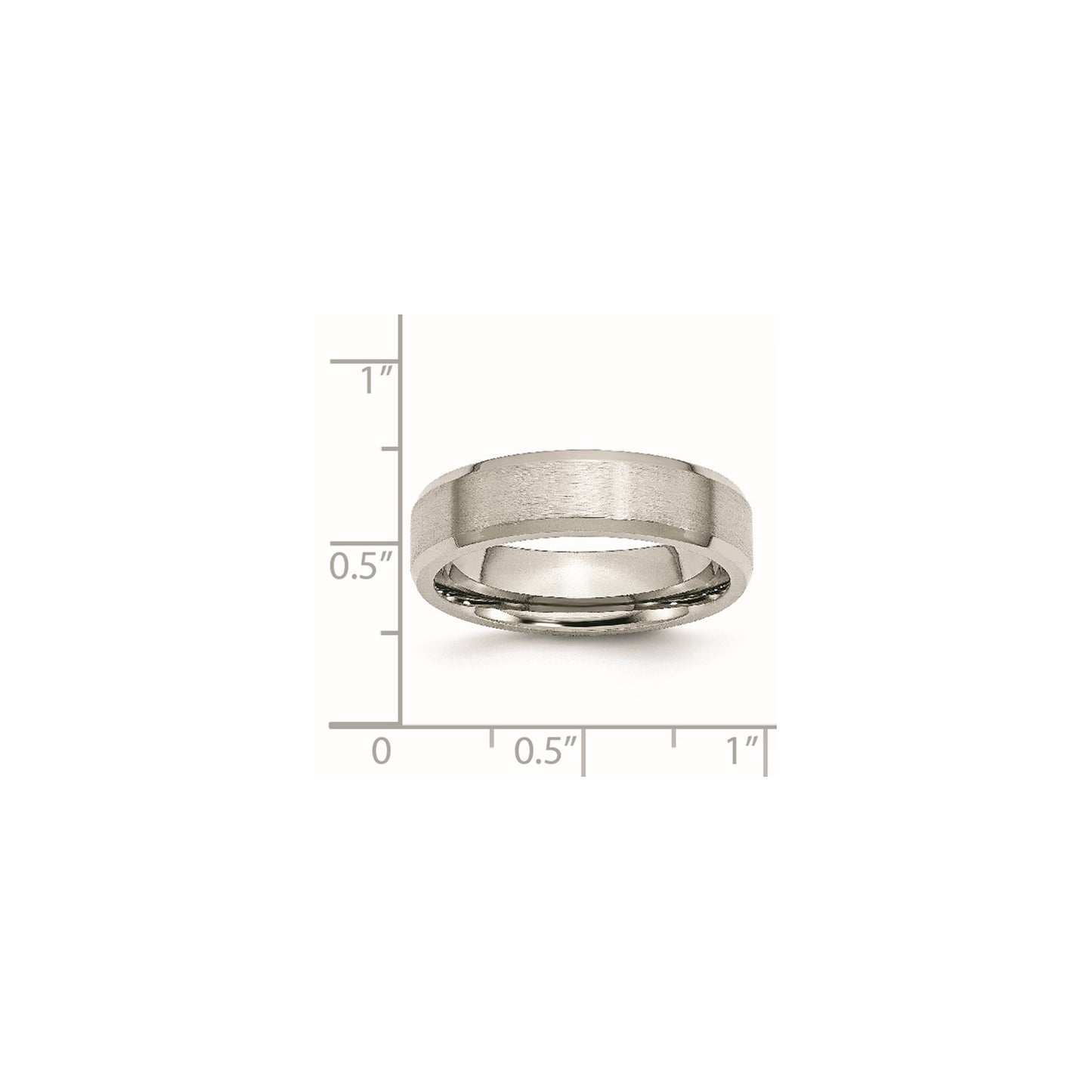 MJ Stainless Steel Brushed and Polished 6mm Flat Beveled Edge Band