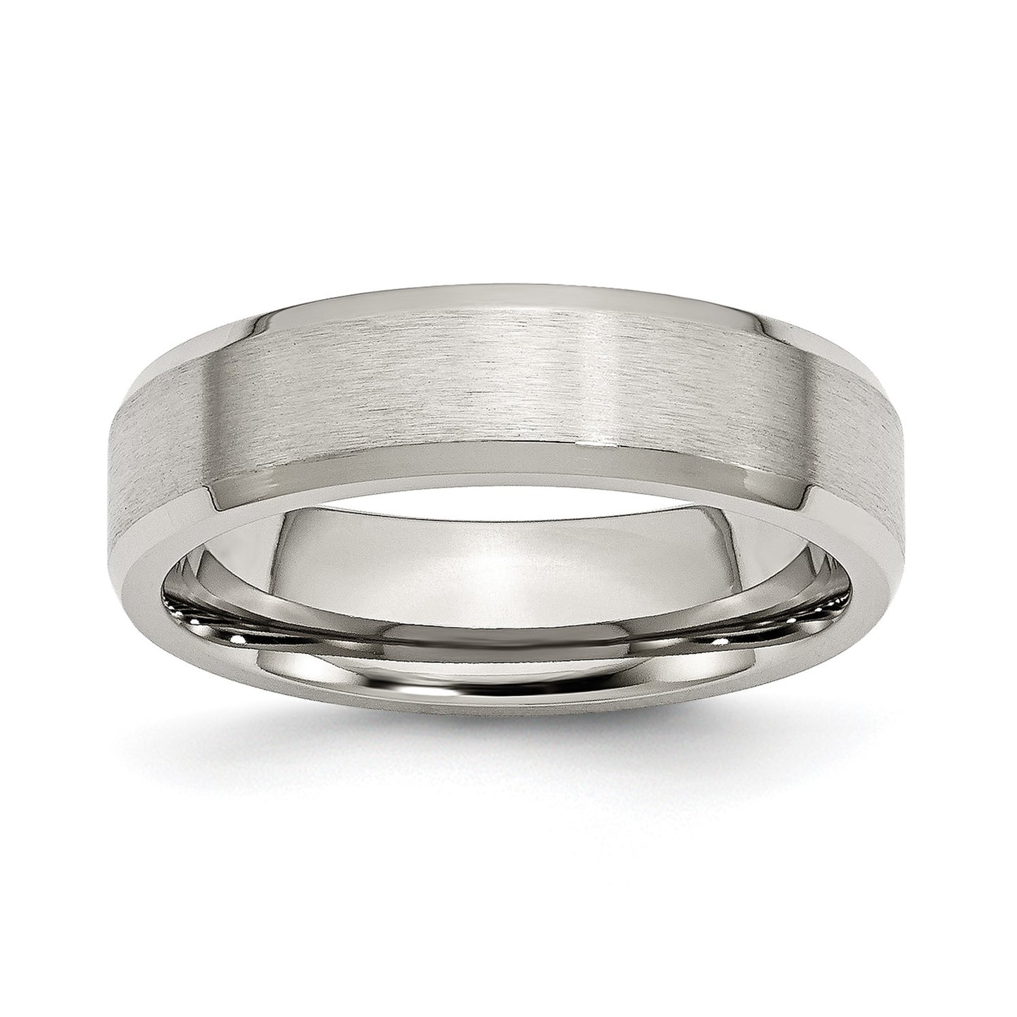MJ Stainless Steel Brushed and Polished 6mm Flat Beveled Edge Band