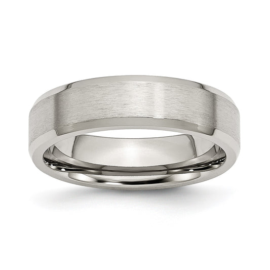 MJ Stainless Steel Brushed and Polished 6mm Flat Beveled Edge Band