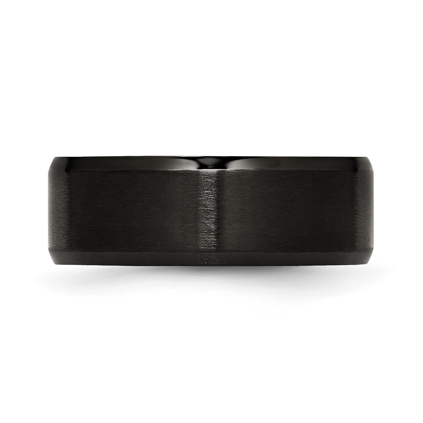 MJ Stainless Steel Polished Brushed Center Black IP-plated 8mm Beveled Edge Band