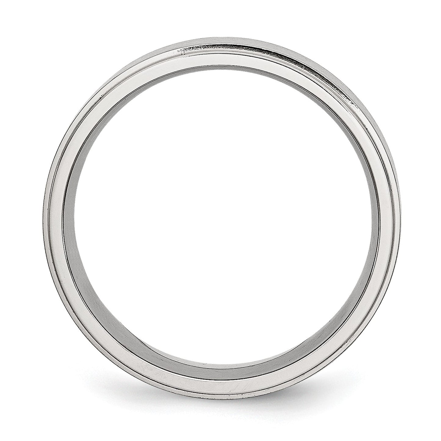 MJ Stainless Steel Polished with Brushed Center 7mm Ridged Edge Band