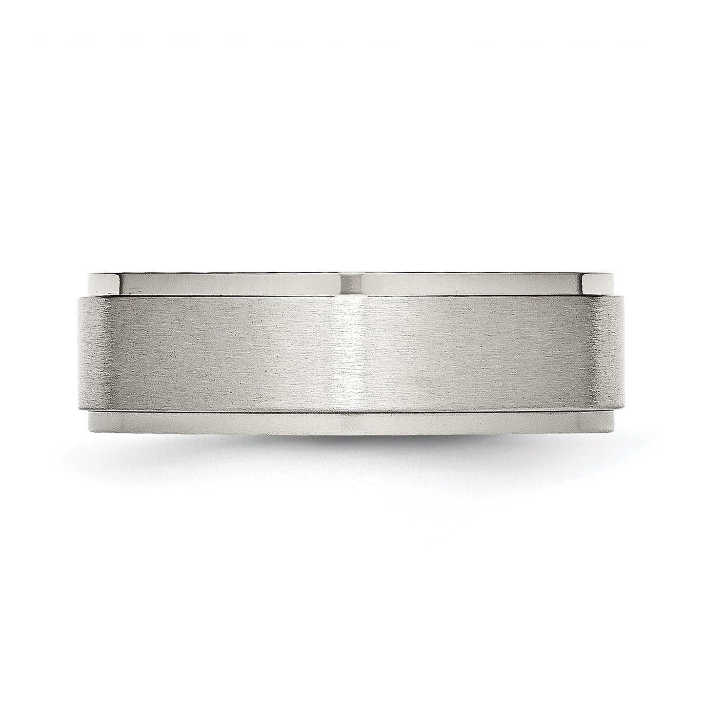 MJ Stainless Steel Polished with Brushed Center 7mm Ridged Edge Band