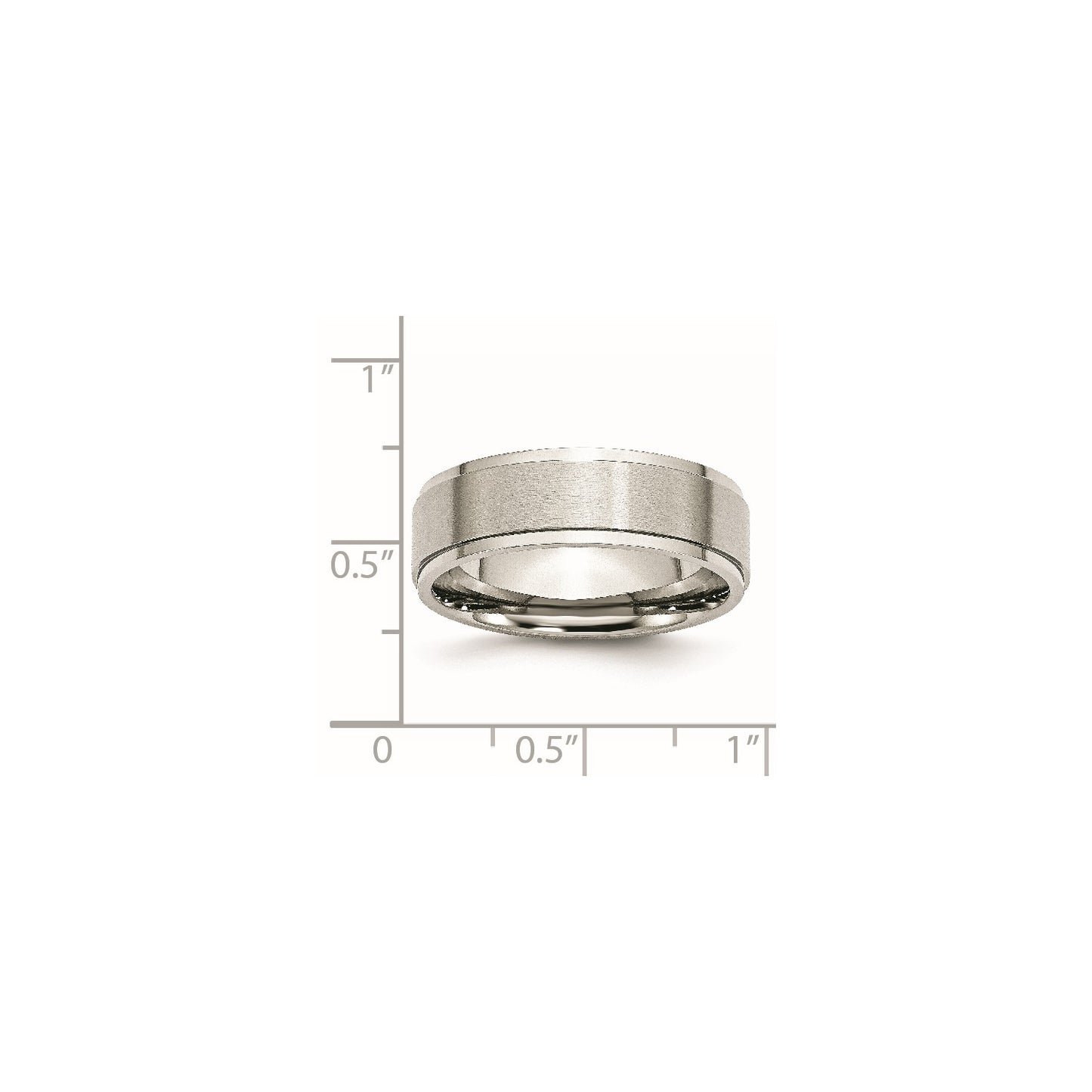 MJ Stainless Steel Polished with Brushed Center 7mm Ridged Edge Band