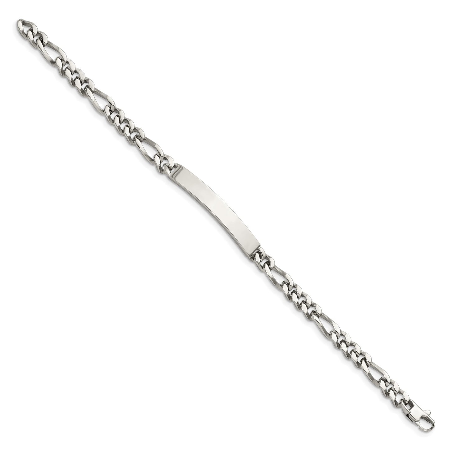 MJ Stainless Steel Polished Figaro Chain 8.25 inch ID Bracelet
