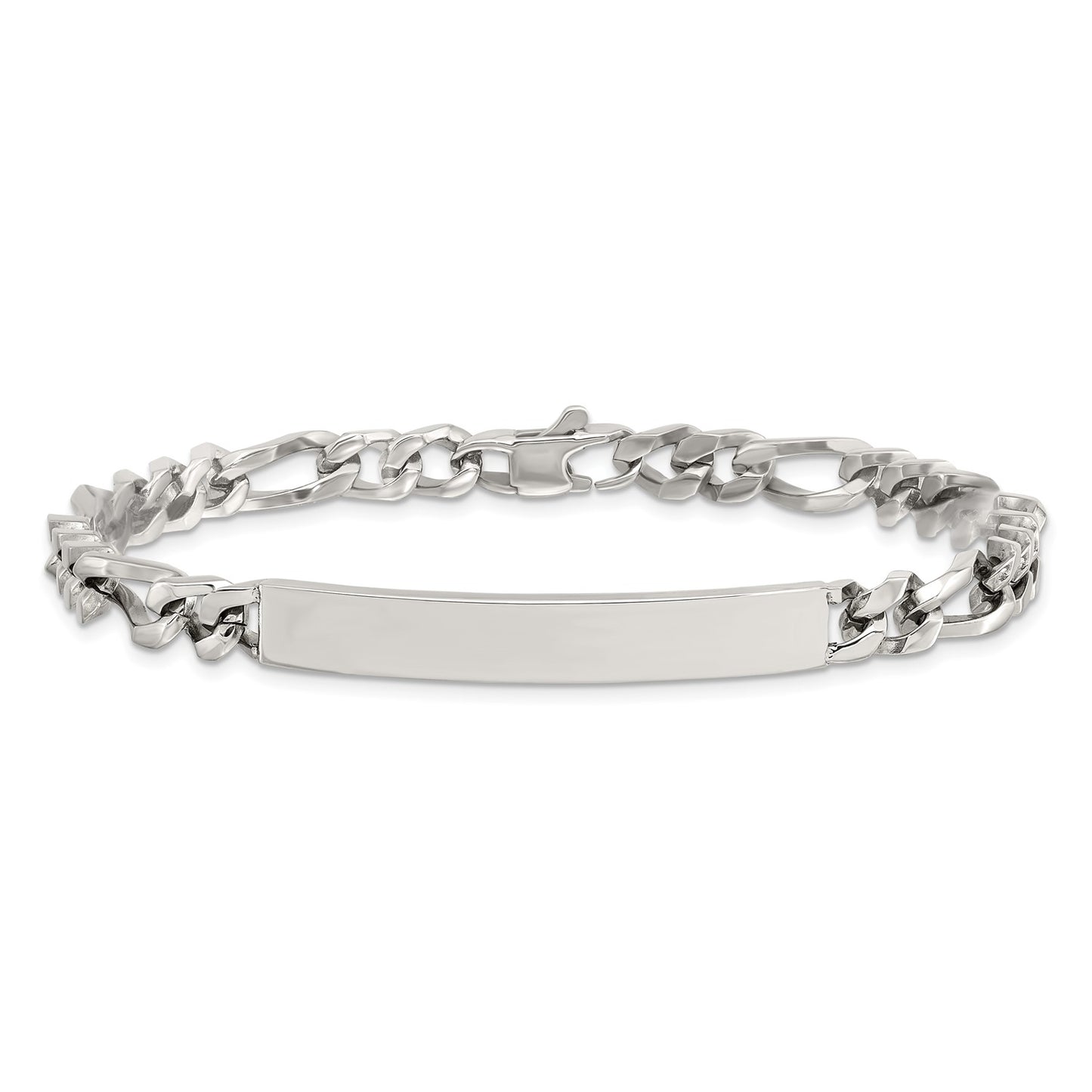 MJ Stainless Steel Polished Figaro Chain 8.25 inch ID Bracelet