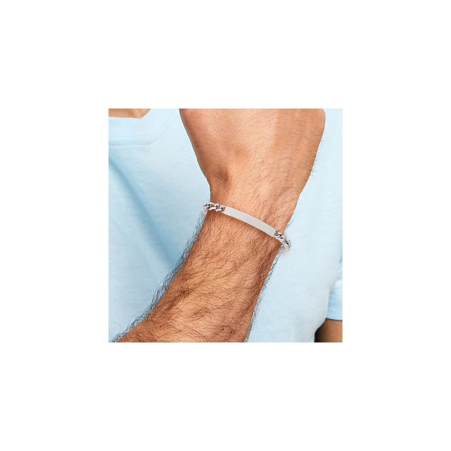 MJ Stainless Steel Polished Figaro Chain 8.25 inch ID Bracelet