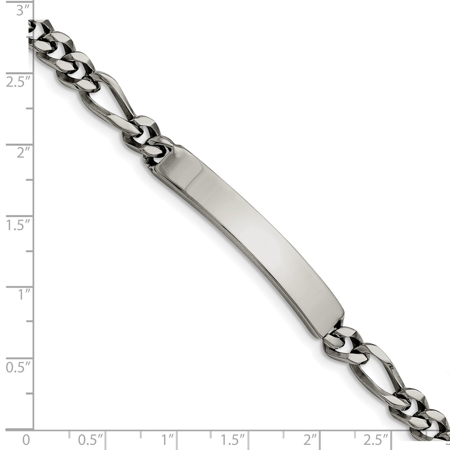 MJ Stainless Steel Polished Figaro Chain 8.25 inch ID Bracelet