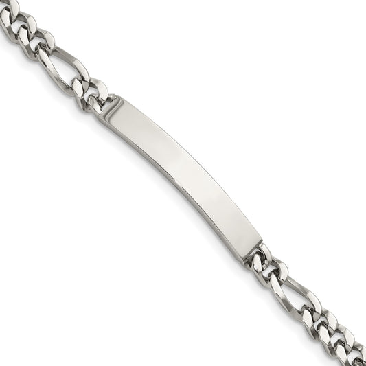 MJ Stainless Steel Polished Figaro Chain 8.25 inch ID Bracelet