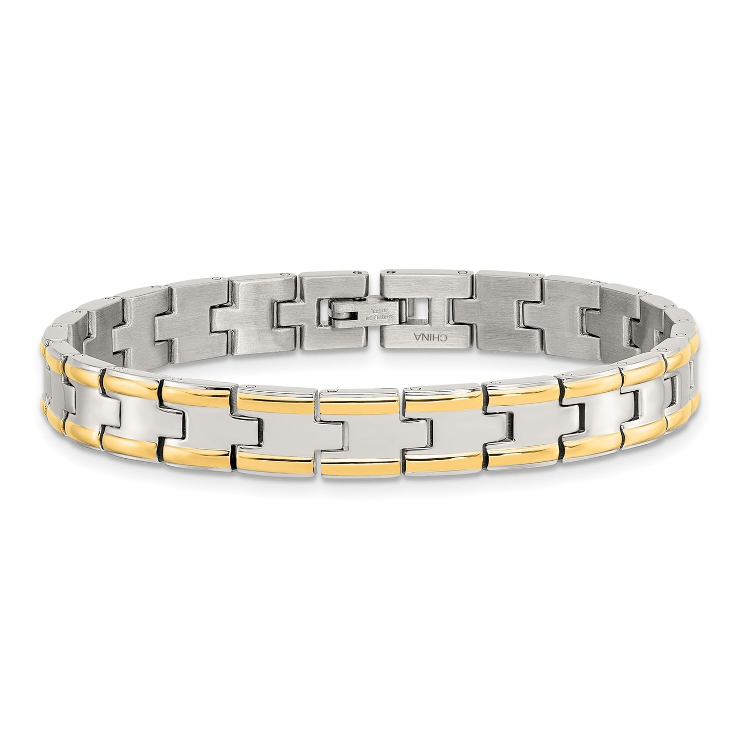 MJ Stainless Steel Polished Yellow IP-plated 8.5 inch Link Bracelet