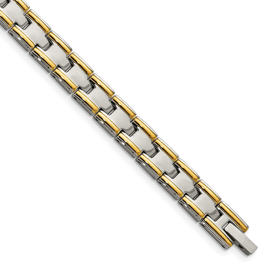 MJ Stainless Steel Polished Yellow IP-plated 8.5 inch Link Bracelet