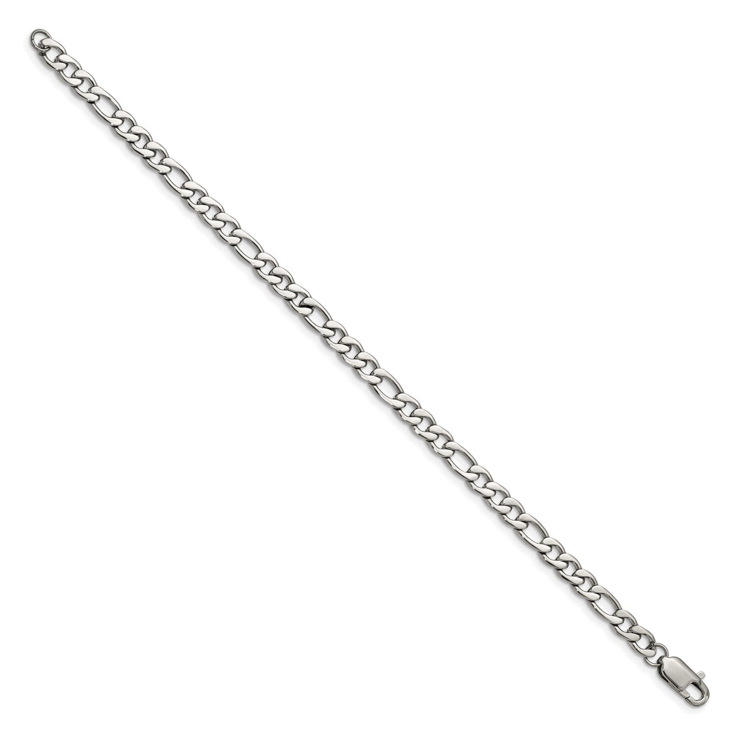 MJ Stainless Steel Polished 9 inch Figaro Bracelet