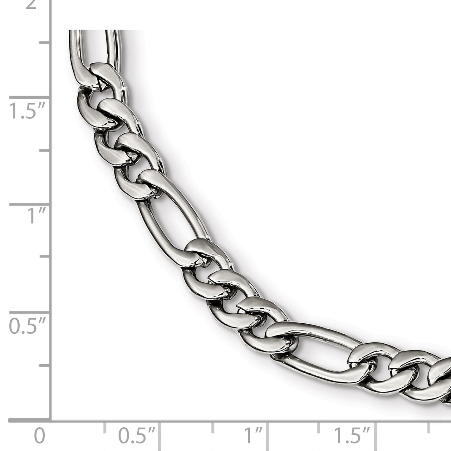 MJ Stainless Steel Polished 9 inch Figaro Bracelet