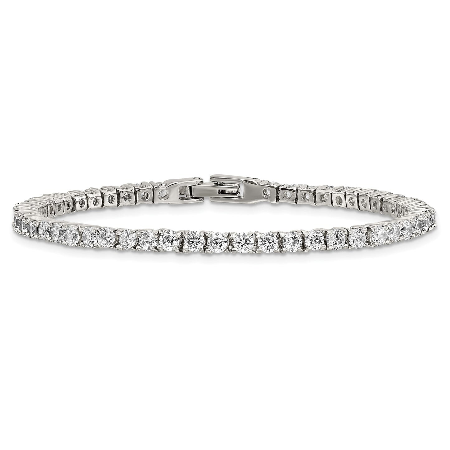 MJ Stainless Steel Polished CZ 7.5 inch Tennis Bracelet