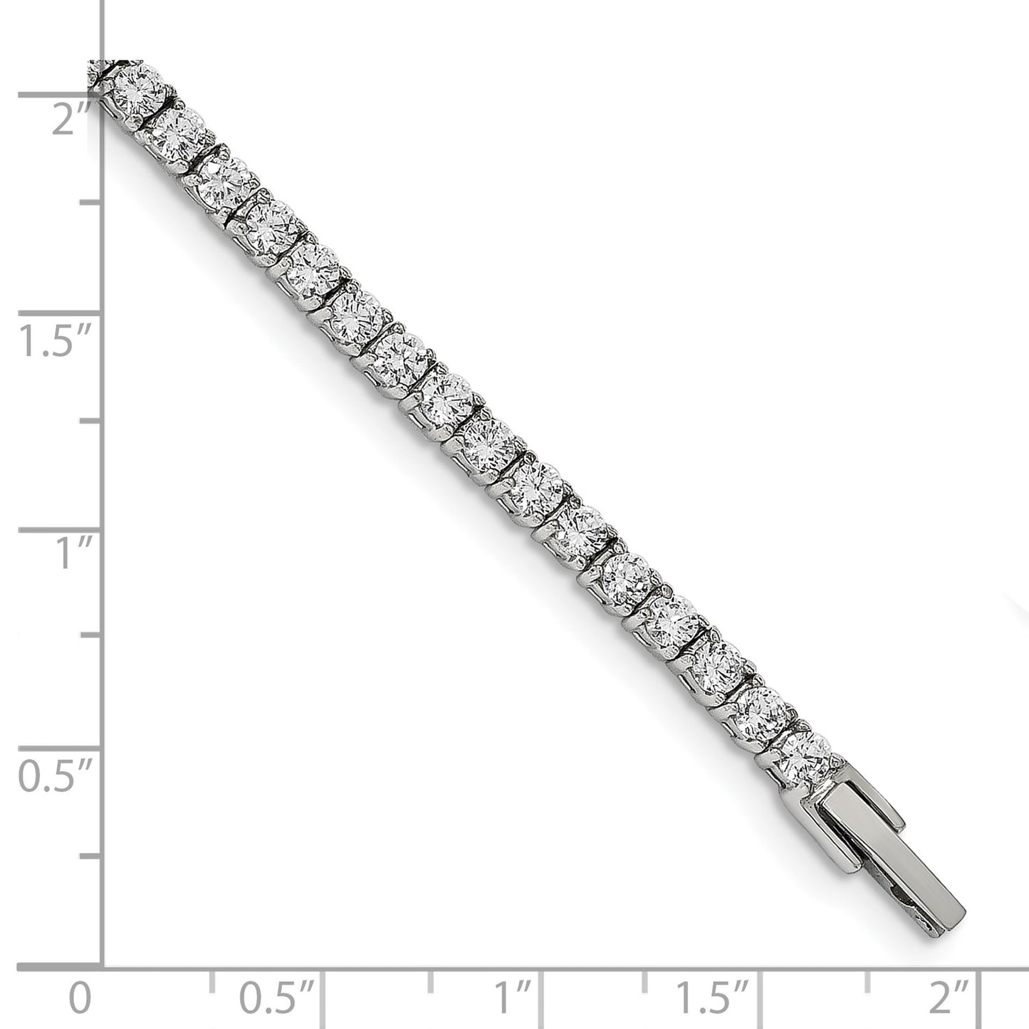 MJ Stainless Steel Polished CZ 7.5 inch Tennis Bracelet