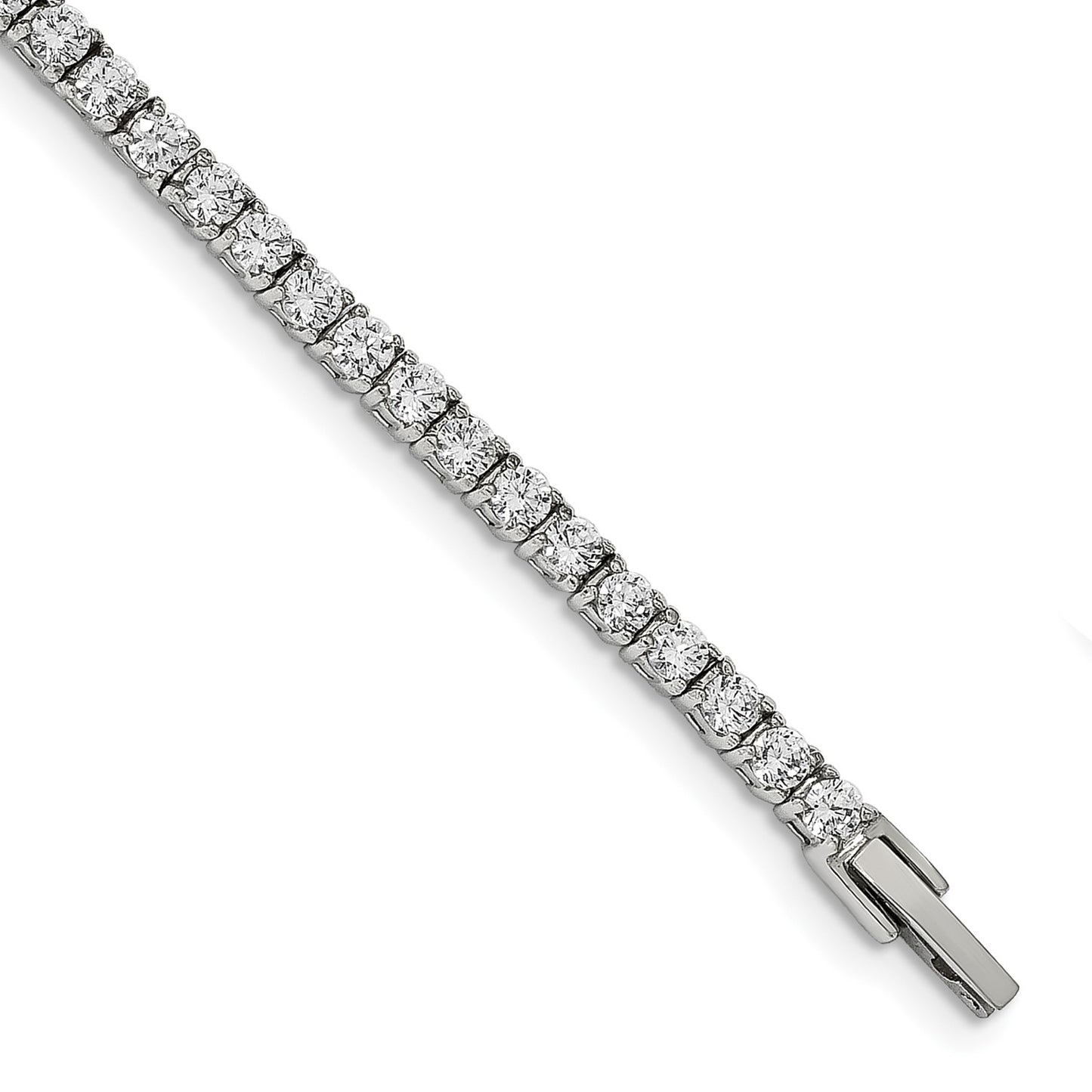 MJ Stainless Steel Polished CZ 7.5 inch Tennis Bracelet