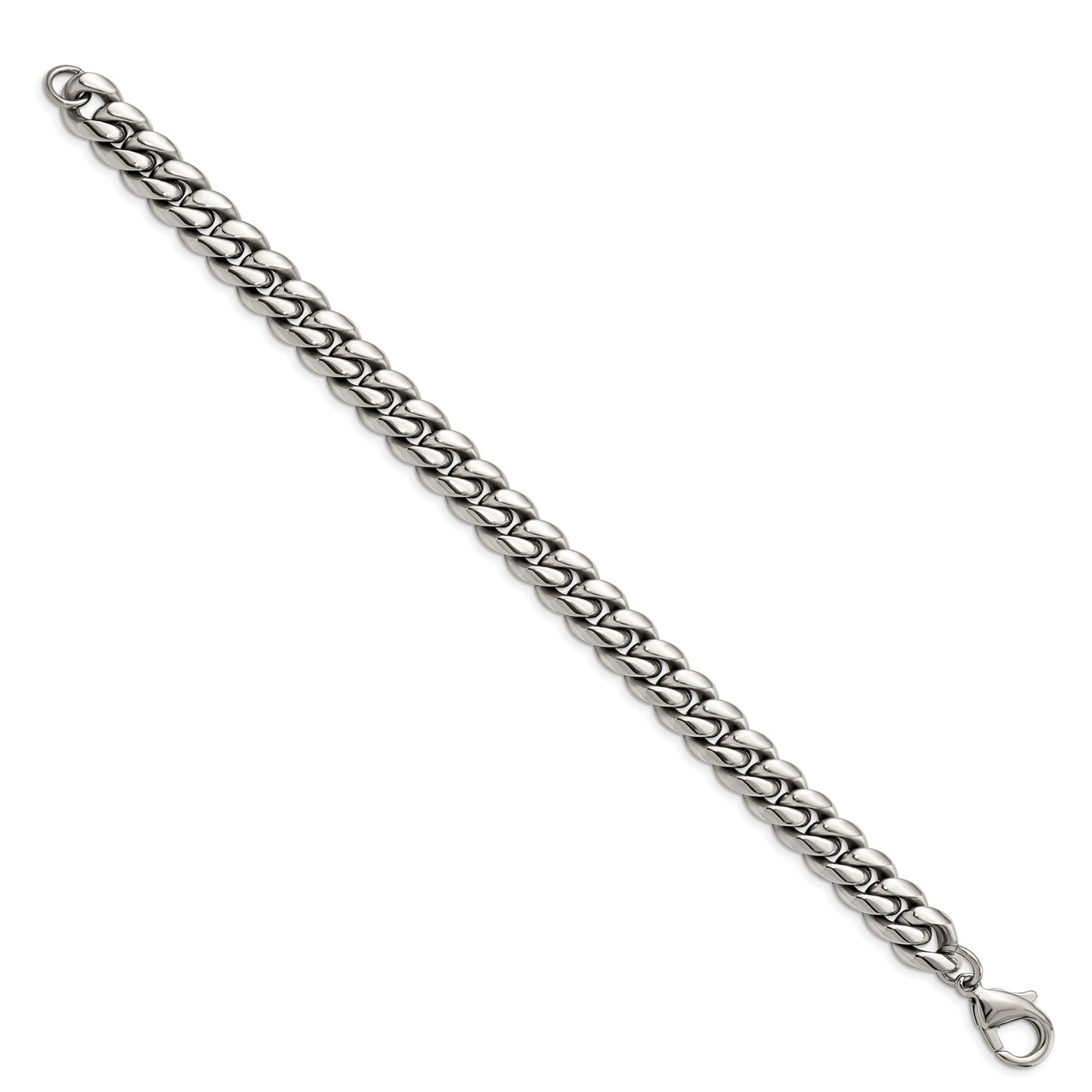 MJ Stainless Steel Polished 8.5 inch Curb Chain Bracelet