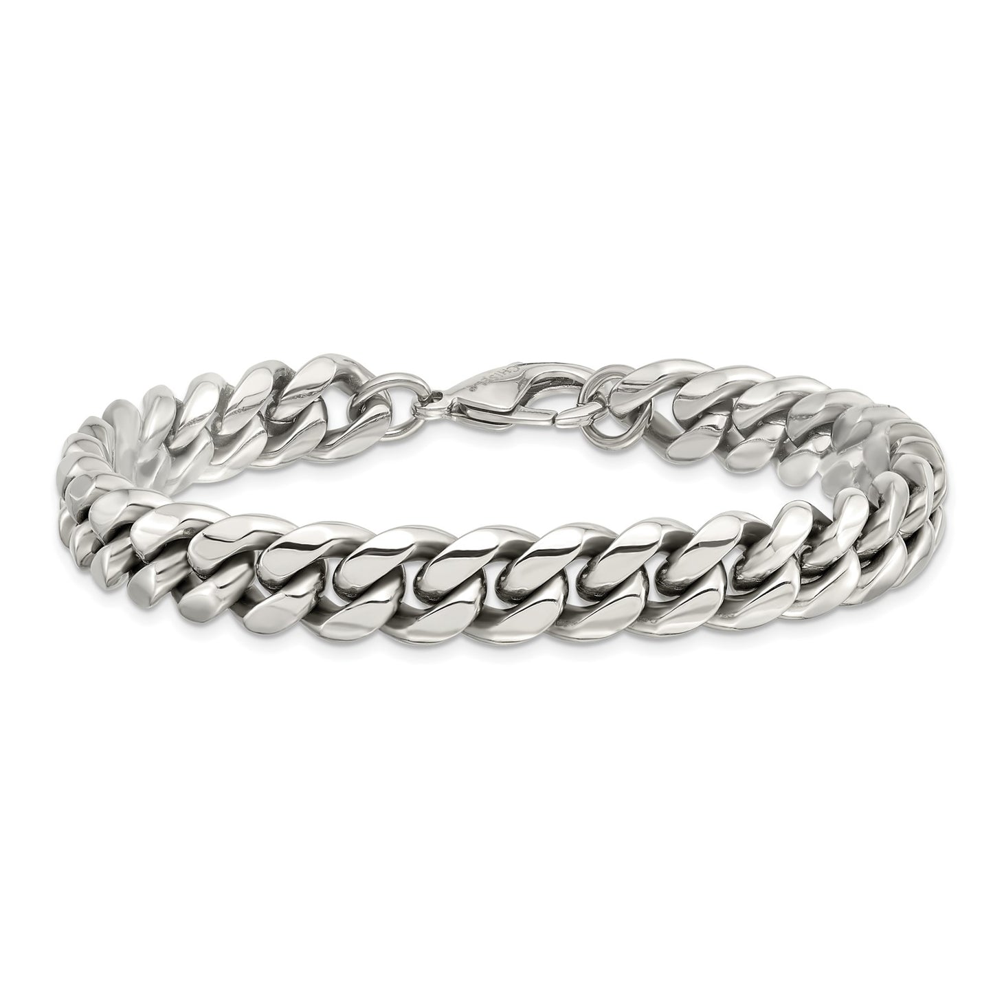 MJ Stainless Steel Polished 8.5 inch Curb Chain Bracelet