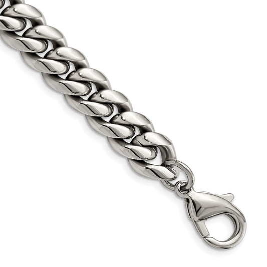 MJ Stainless Steel Polished 8.5 inch Curb Chain Bracelet