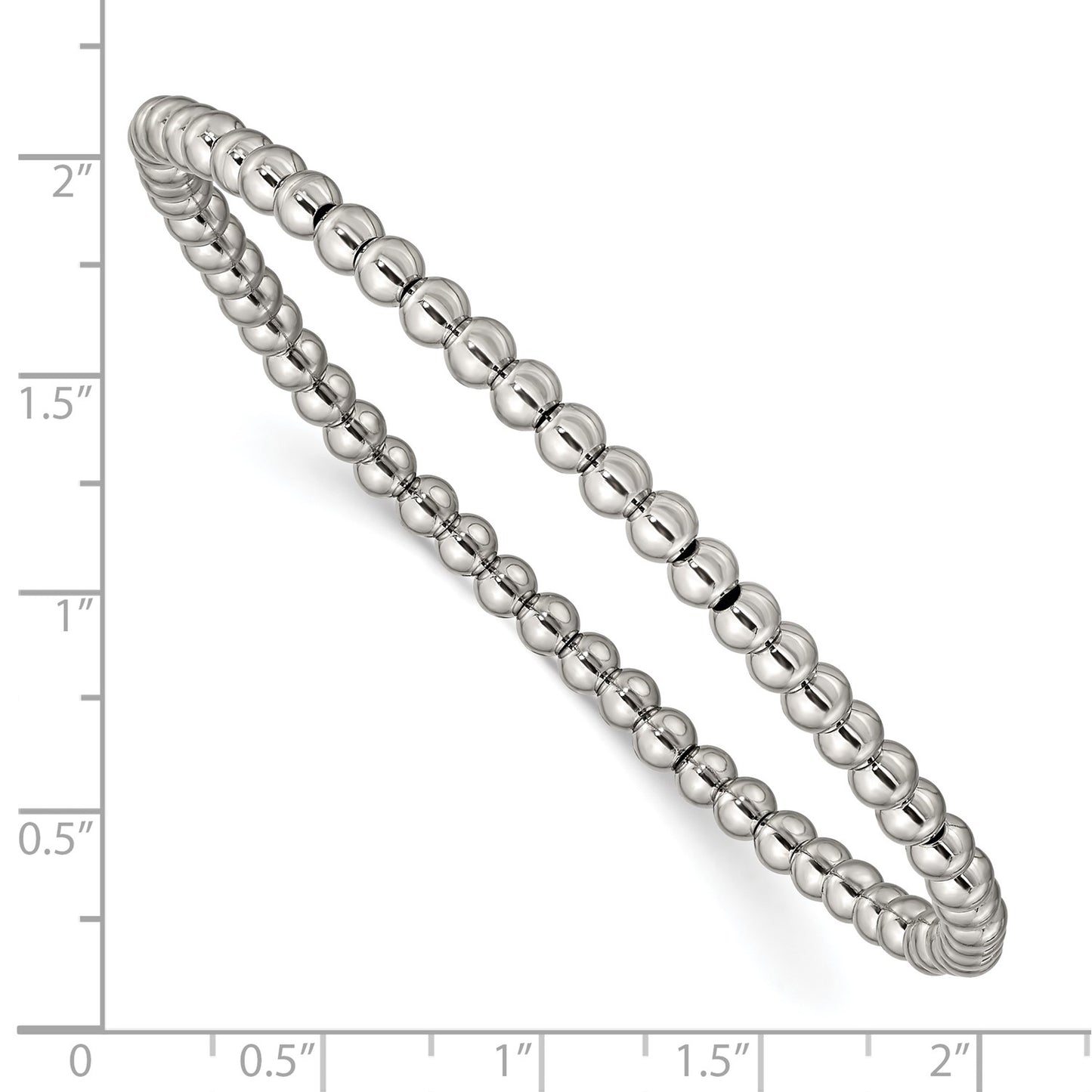MJ Stainless Steel Polished 4mm Beaded Stretch Bracelet