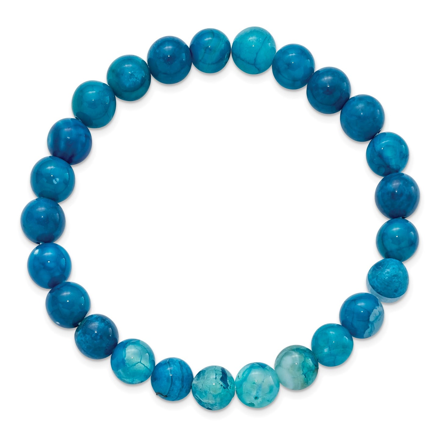 MJ 8mm Blue Fire Agate Beaded Stretch Bracelet
