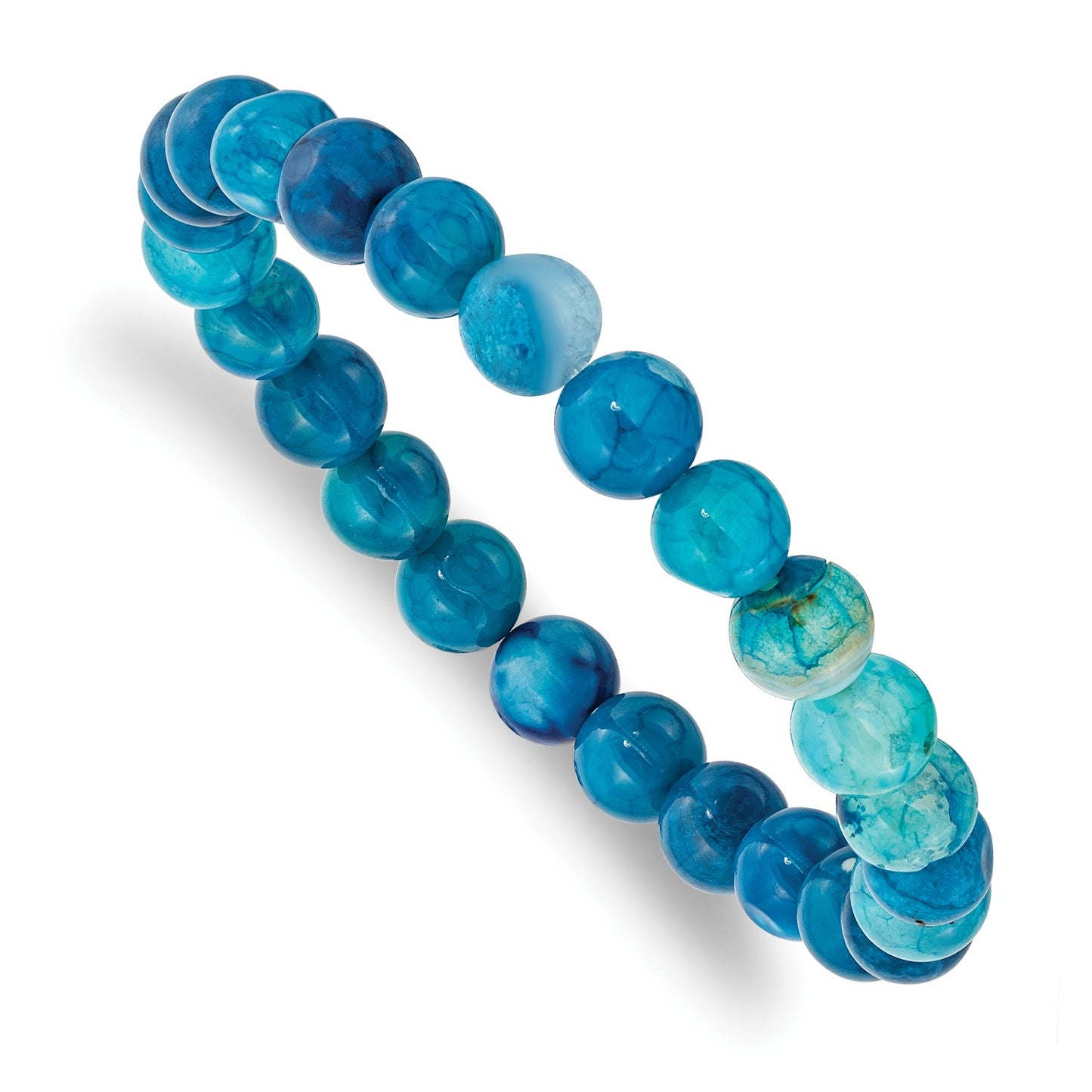 MJ 8mm Blue Fire Agate Beaded Stretch Bracelet