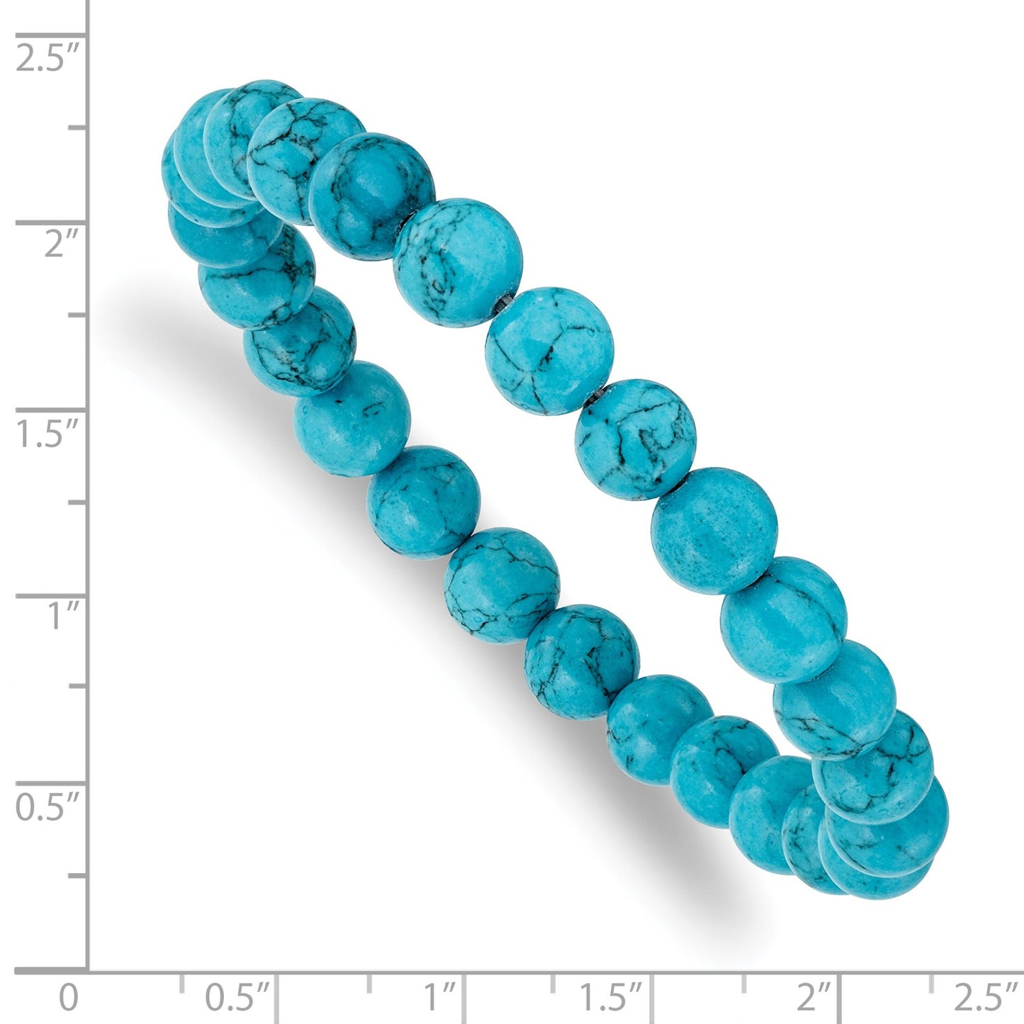 MJ 8mm Blue Turquoise Agate Beaded Stretch Bracelet
